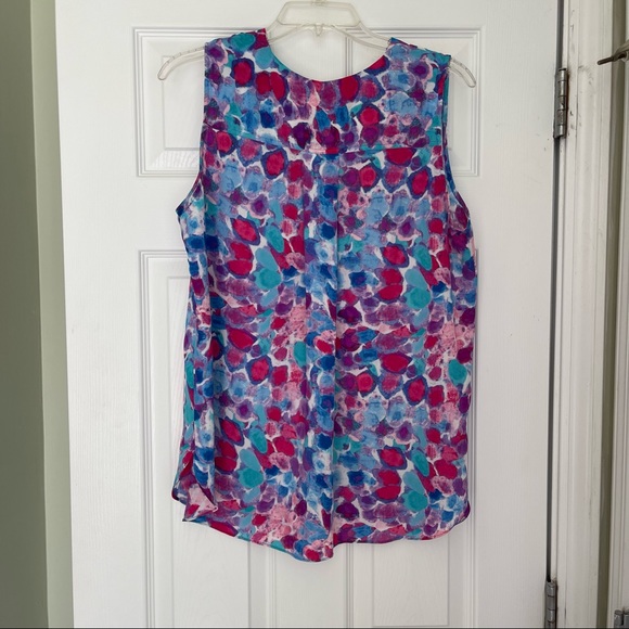 Watercolor sleeveless lightweight top, turquoise, pink, blue & purple pattern - Picture 4 of 5